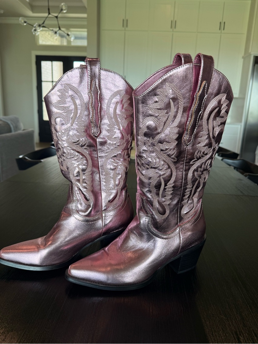 Jeffrey Campbell Metallic Rose Lace-Up Western Boots